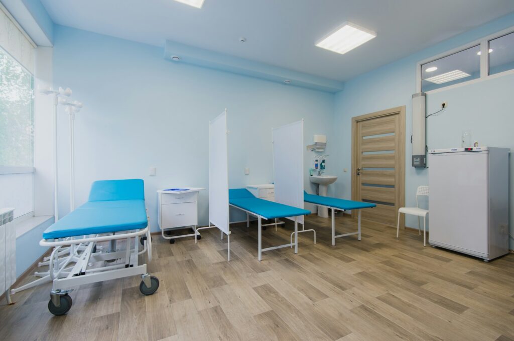 Hospital room with beds and comfortable medical equipped in a modern hospital